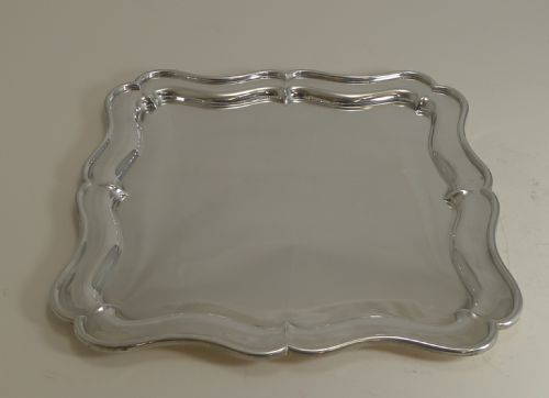 Antique English Silver Plated Cocktail / Drinks Tray by Martin Hall C.1900