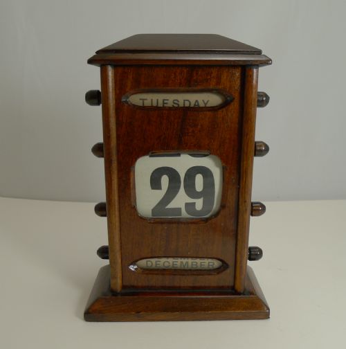 Antique English Mahogany Perpetual Calendar C.1900 - 8 1/2"