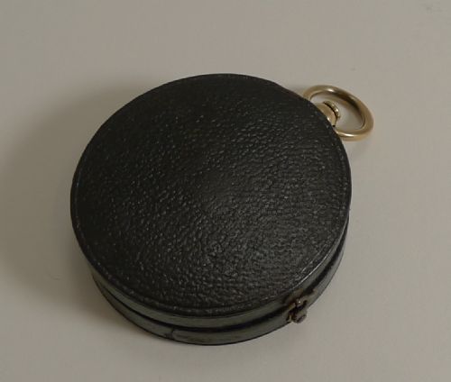 fig 1. Antique English Compass In Case With White Enamel Dial; Georgian C.1820