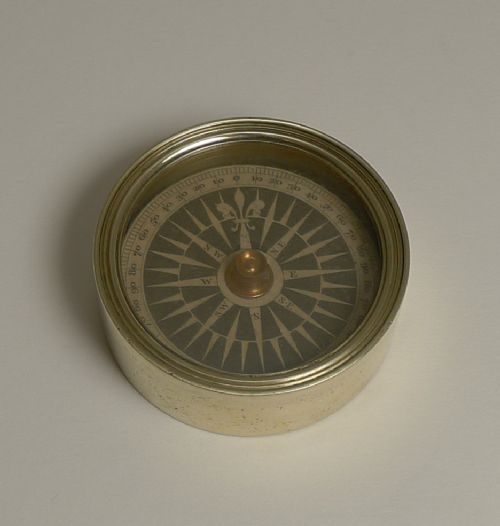 Antique English Brass Cased Floating Card Explorers Pocket Compass C.1880
