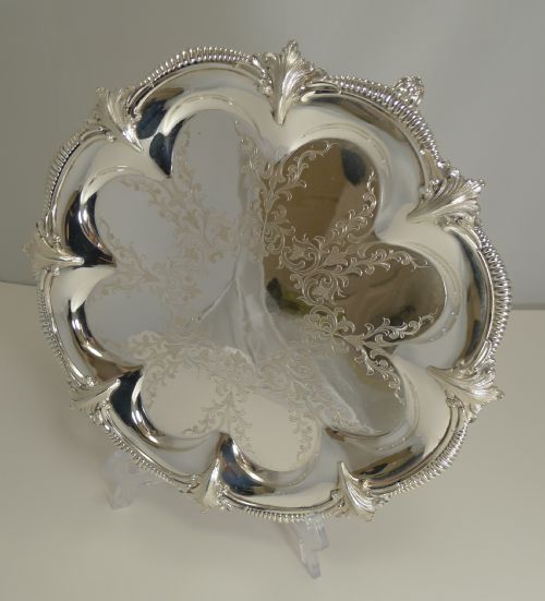 Stunning Antique English Silver Plated Tray / Salver C.1860