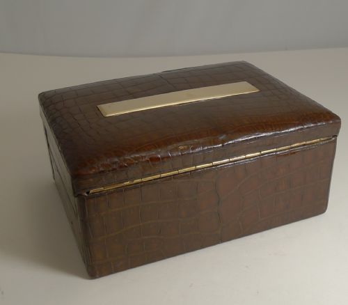 fig 3. Smart Antique English Crocodile Skin Jewellery Box c.1910 by John Pound, London