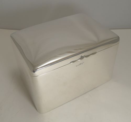Magnificent Oversized Antique English Sterling Silver Cigar Box by Walker and Hall