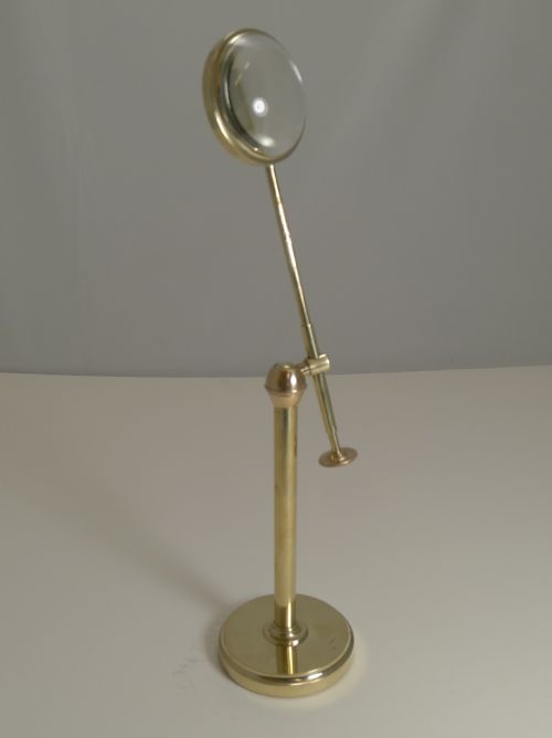 Antique English Adjustable Bulls Eye Desk-top Magnifying Glass C.1900
