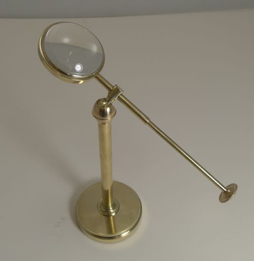 fig 1. Antique English Adjustable Bulls Eye Desk-Top Magnifying Glass c.1900