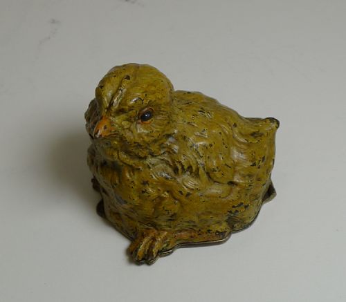 fig 1. Franz Bergman Cold Painted Bronze Postage Stamp Box - Chick c.1900