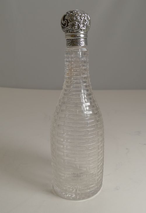 SILVER TOPPED MINIATURE CHAMPAGNE LIQUOR BOTTLE 1898 - ADDITIONAL PHOTO 1