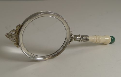 Fine Ivory and Jade Handled Magnifying Glass C.1900
