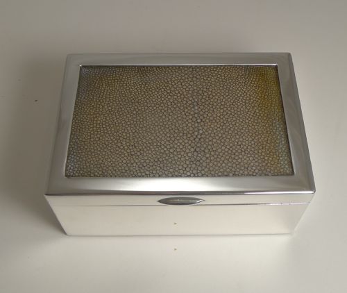 Vintage Silver Plated Cigarette Box with Shagreen - Austrian C.1930
