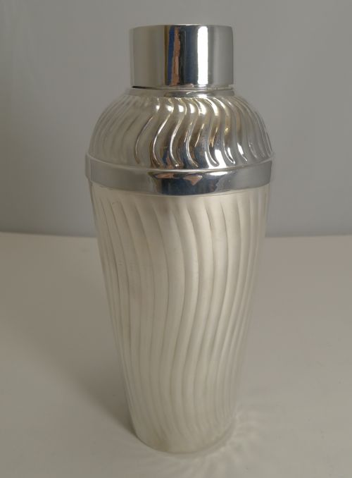 Vintage English Art Deco Silver Plated Cocktail Shaker by Maple, London