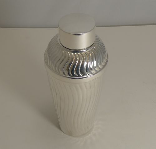fig 1. Vintage English Art Deco Silver Plated Cocktail Shaker by Maple, London