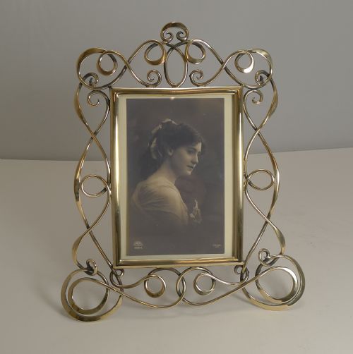 Antique English Art Nouveau Photograph Frame in Brass C.1890/1900