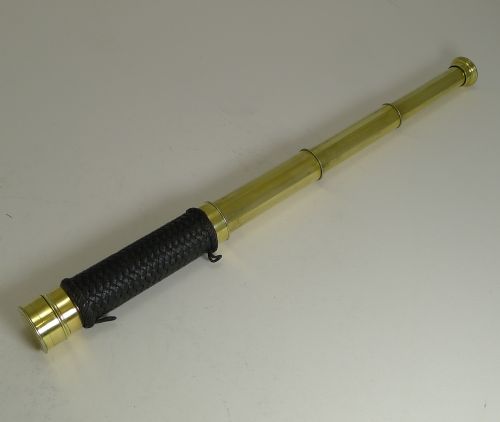 Antique English Three Drawer Brass Telescope by J H Steward C.1880