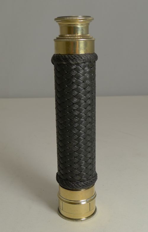 fig 1. Antique English Three Drawer Brass Telescope by J H Steward c.1880