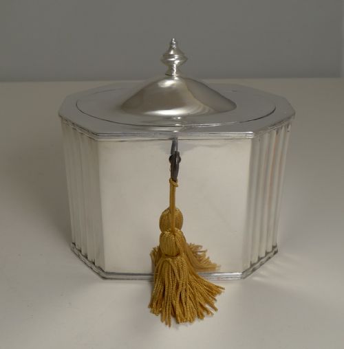 Antique English Silver Plated Tea Caddy with Original Key C.1880