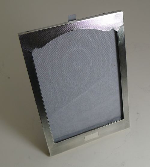 Art Deco English Sterling Silver Photograph / Picture Frame - Engine Turned