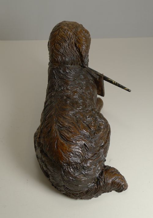 MAGNIFICENT CARVED BLACK FOREST INKWELL PEN STAND C1890 - ADDITIONAL PHOTO 4