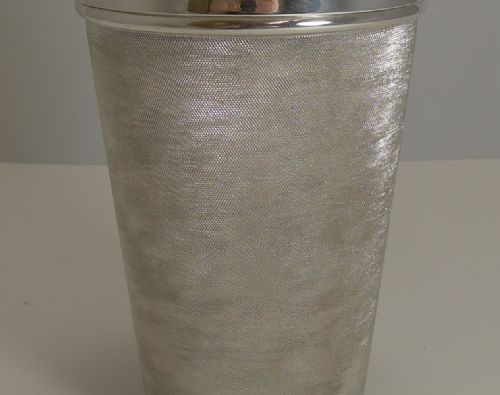 fig 1. Unusual English Art Deco Engine Turned Cocktail Shaker c.1930.