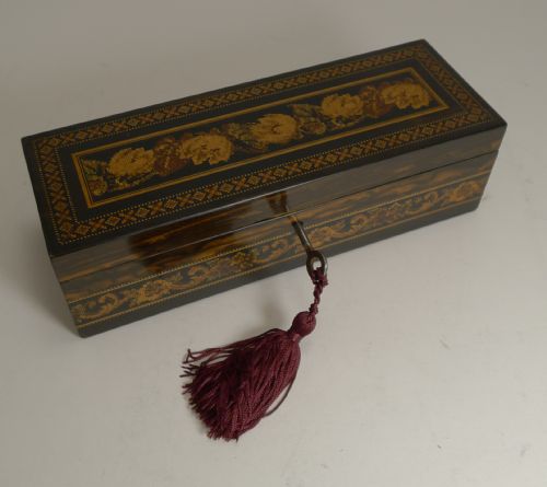 Antique English Coromandel and Tunbridge Ware Box C.1850