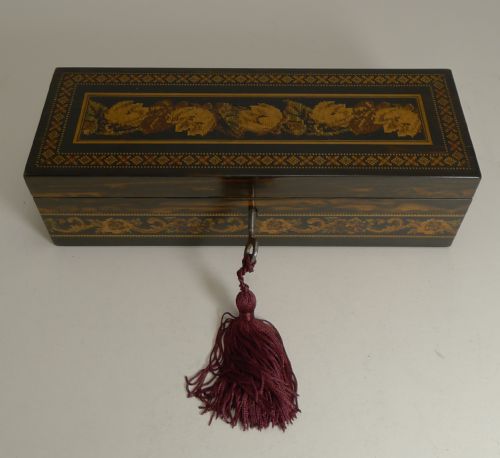fig 1. Antique English Coromandel and Tunbridge Ware Box c.1850