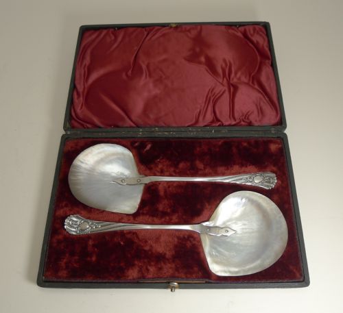 Antique English Caviar Serving Spoons by James Dixon C.1891