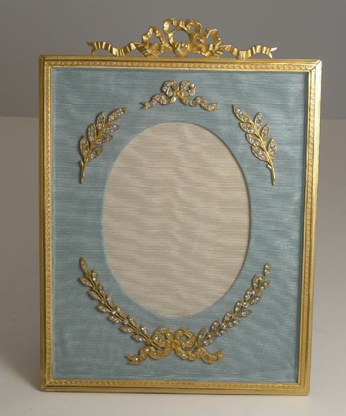 Antique French Gilded Bronze Picture Frame - Paste Stones C.1900