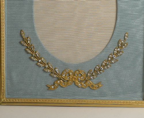 fig 1. Antique French Gilded Bronze Picture Frame - Paste Stones c.1900