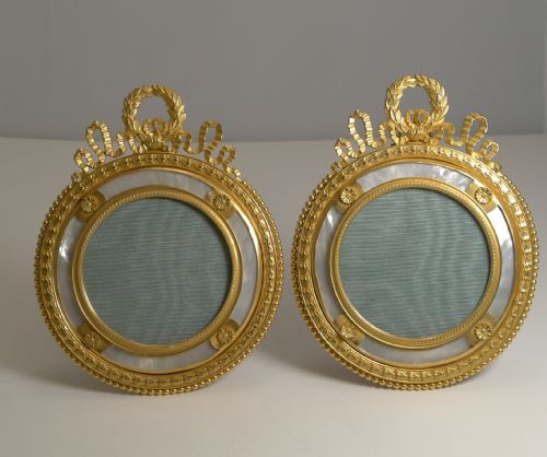 Pair French Gilt and Mother of Pearl Photograph / Picture Frames C.1900
