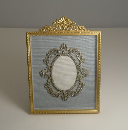 fig 1. Exquisite Antique Gilded French Bronze Photograph Frame With Paste Stone Decoration