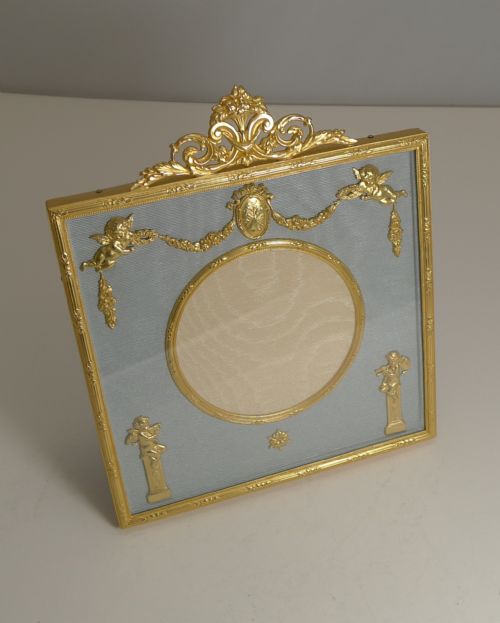 Antique French Gilded Bronze Photograph / Picture Frame C.1900 - Cherubs