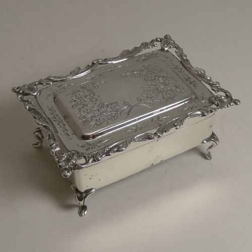 fig 1. Antique English Sterling Silver Jewellery / Ring Box - 1906