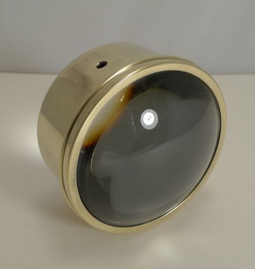 Large English Antique Brass Desk Magnifying Glass / Paperweight C.1910