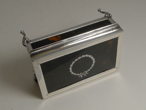 ANTIQUE ENGLISH STERLING SILVER AND TORTOISESHELL JEWELLERY BOX 1919 - ADDITIONAL PHOTO 2