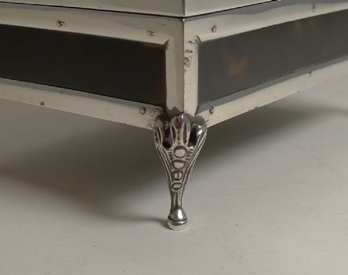 ANTIQUE ENGLISH STERLING SILVER AND TORTOISESHELL JEWELLERY BOX 1919 - ADDITIONAL PHOTO 9