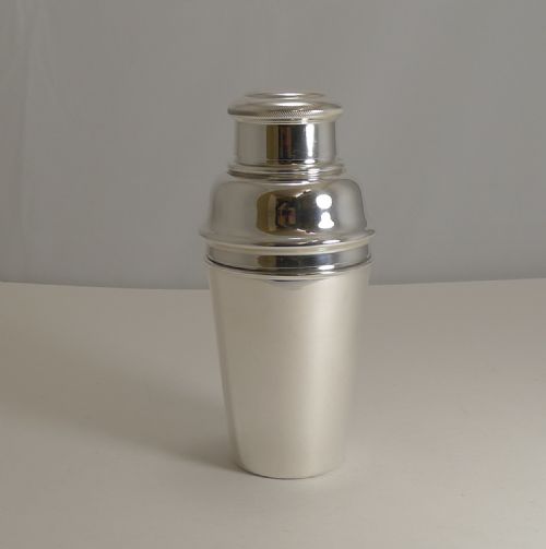 Vintage English Art Deco Silver Plated Cocktail Shaker by Hukin and Heath C.1930