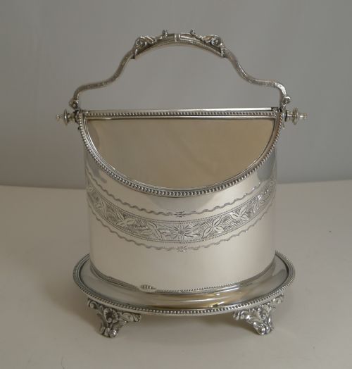 Antique English Automated Biscuit Box in Silver Plate C.1890