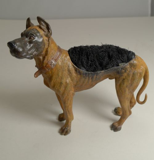 Antique Cold Painted Bronze Pen Nib Wipe C.1890 - Dog - Great Dane