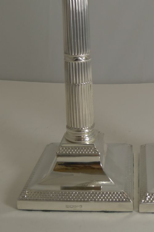 fig 1. Pair Antique English Silver Plated Candlesticks by Mappin & Webb c.1890