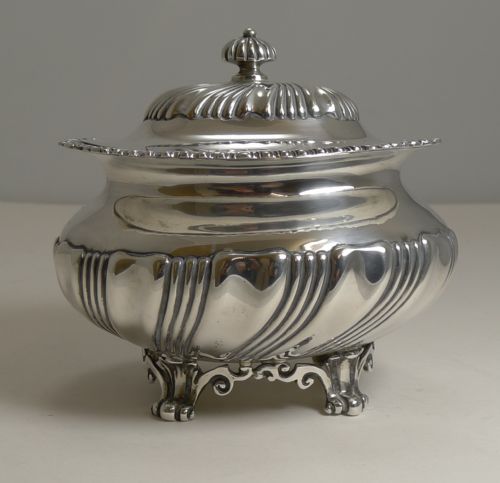 Stunning Antique English Sterling Silver Tea Caddy - London 1909