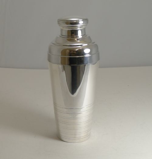 Large Art Deco Silver Plated French Cocktail Shaker C.1930