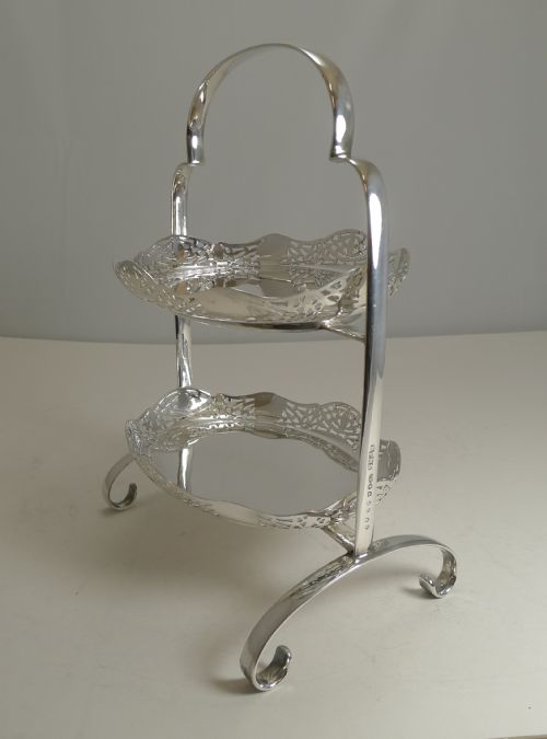Stunning Antique English Cake Stand in Silver Plate C.1900