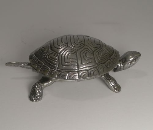 Handsome German Figural Mechanical Desk / Counter Bell - Tortoise