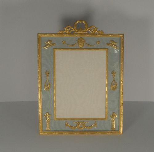 Antique French Gilded Bronze Photograph / Picture Frame C.1900 - Cherubs