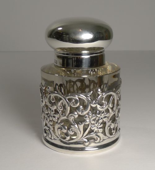 Antique English Cut Crystal and Sterling Silver Inkwell - 1899