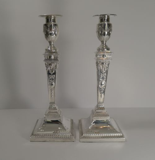 Antique English Silver Plated Candlesticks C.1870 - Rams Heads