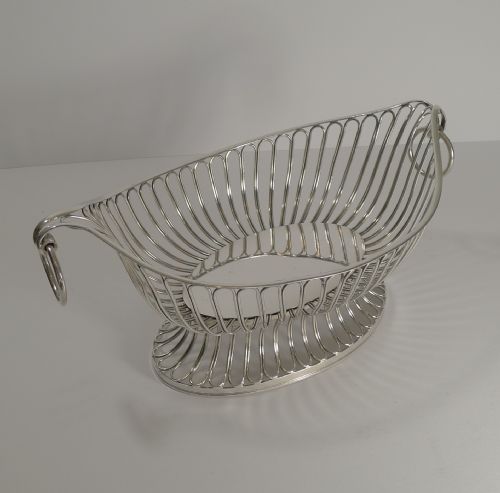Antique English Footed Silver Plate Bread Basket C.1880