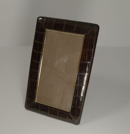 Handsome Antique Crocodile / Alligator Skin Photograph Frame C.1910
