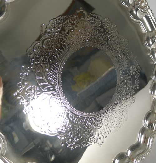 fig 1. Antique English Silver Plated Salver or Tray by James Deakin c.1880