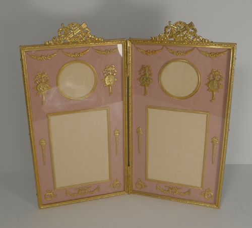 Antique French Gilded Bronze Photograph / Picture Frame C.1900 - Cherubs