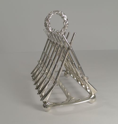Rare Silver Plated Rifle Toast Rack - Reg. 1880